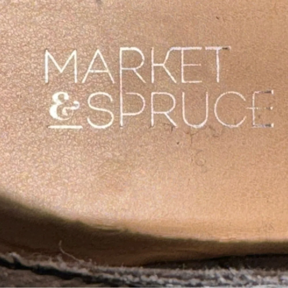 Market & Spruce Gray Vegan Suede Kaili Ankle Boots Buckle Block Heel Size 10W